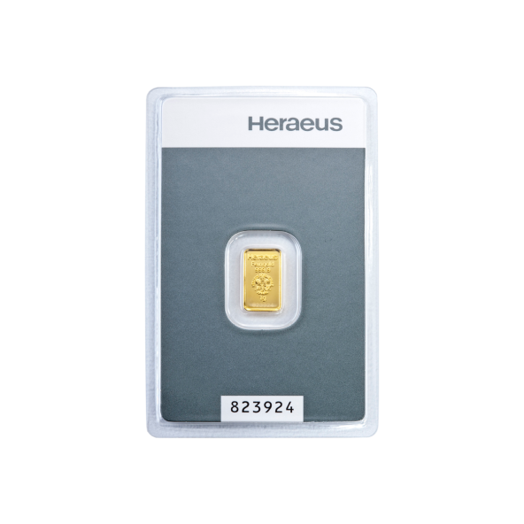 Investičná zlatá tehla 1 g razená Kinebar Heraeus 87892701 (2)