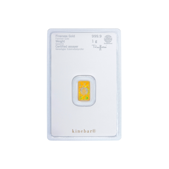 Investičná zlatá tehla 1 g razená Kinebar Heraeus 87892701 (3)