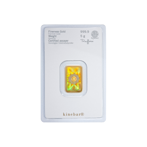 Investičná zlatá tehla 5 g razená Kinebar Heraeus 87892705 (3)