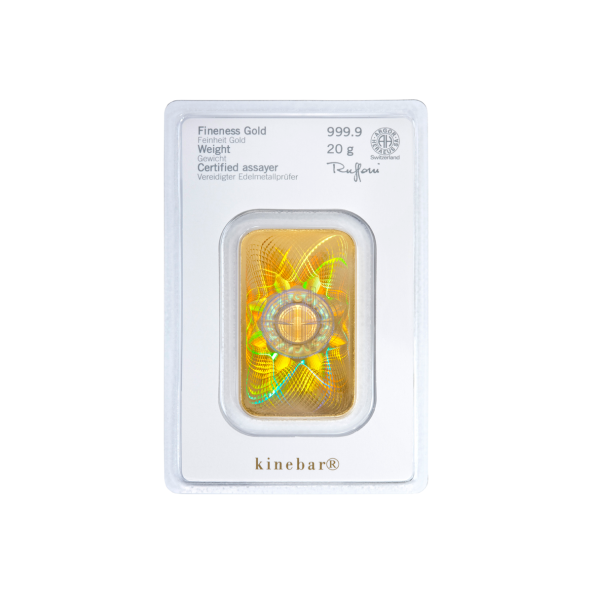Investičná zlatá tehla 20 g razená Kinebar Heraeus 87892720 (3)