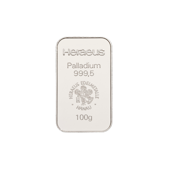 Investičná palladium tehla 100 g razená Heraeus 87896100