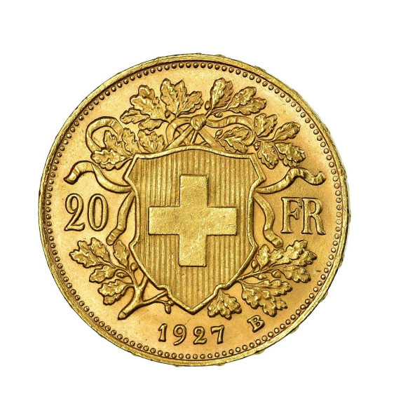 Investičná zlatá minca 5,8 g 20 Frank Helvetia Vreneli 1927 B 31104444-27 (2)