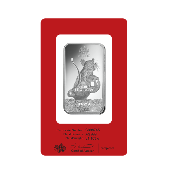 Investičná strieborná tehla 1 oz razená Pamp Lunar Potkan ZAGFS00120 (4)