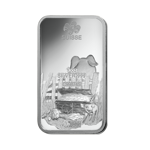 Investičná strieborná tehla 1 oz razená Pamp Lunar Prasa ZAGFS00117
