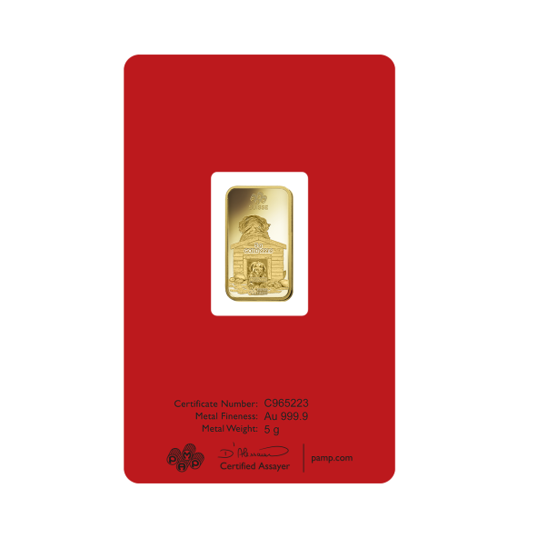 Investičná zlatá tehla 5 g razená Pamp Lunar Pes ZAUFS00534 (4)