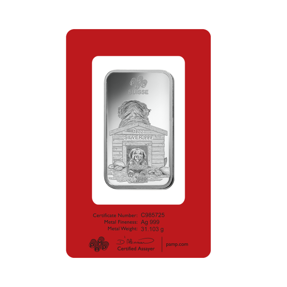 Investičná strieborná tehla 1 oz razená Pamp Lunar Pes ZAGFS00108 (4)