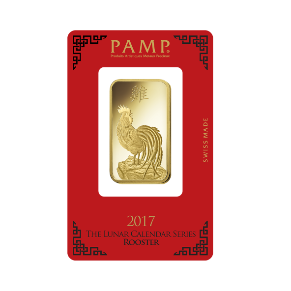 Investičná zlatá tehla 1 oz razená Pamp Lunar Kohút AU00RI022SH88 (3)