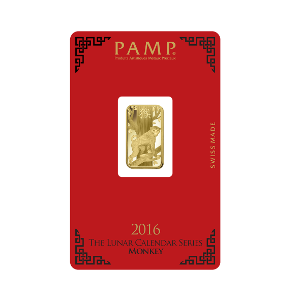Investičná zlatá tehla 5 g razená Pamp Lunar Opica AU00RI004SG64 (3)