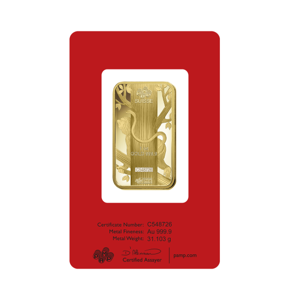 Investičná zlatá tehla 1 oz razená Pamp Lunar Opica AU00RI022SG64 (3)