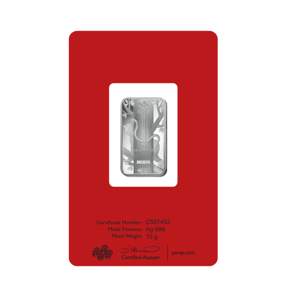 Investičná strieborná tehla 10 g razená Pamp Lunar Opica AG00RI005SG64 (3)