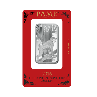 Investičná strieborná tehla 1 oz razená Pamp Lunar Opica AG00RI022SG64 2