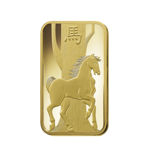 Investičná zlatá tehla 1 oz razená Pamp Lunar Kôň AU00RI022SE08 (2)