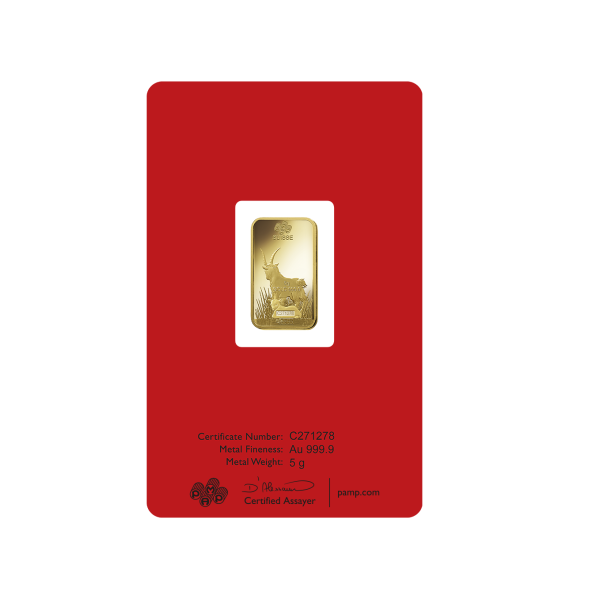 Investičná zlatá tehla 5 g razená Pamp Lunar Koza AU00RI004SF32 (3)