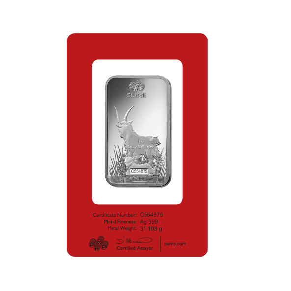 Investičná strieborná tehla 1 oz razená Pamp Lunar Koza AG00RI022SF32 (3)