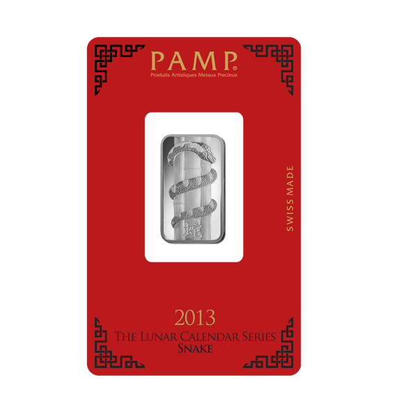 Investičná strieborná tehla 10 g razená Pamp Lunar Had AG00RI005SD23 (3)