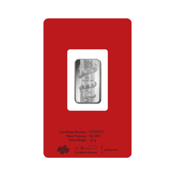 Investičná strieborná tehla 10 g razená Pamp Lunar Had AG00RI005SD23 (4)