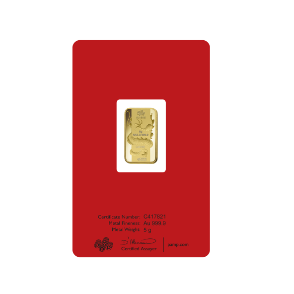 Investičná zlatá tehla 5 g razená Pamp Lunar Drak AU00RI0046B98 (3)