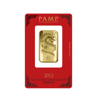 Investičná zlatá tehla 1 oz razená Pamp Lunar Drak AU00RI0226B98 2