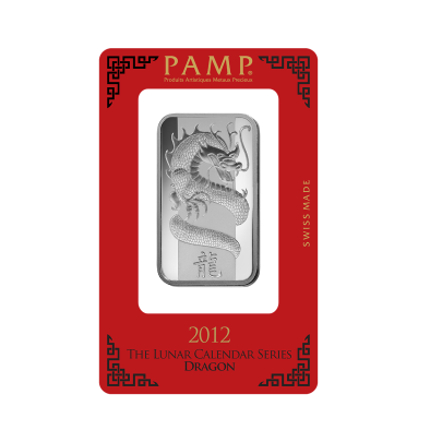 Investičná strieborná tehla 1 oz razená Pamp Lunar Drak AG00RI0226B98 2