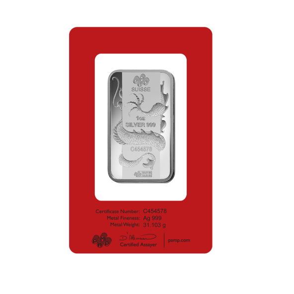 Investičná strieborná tehla 1 oz razená Pamp Lunar Drak AG00RI0226B98 (3)