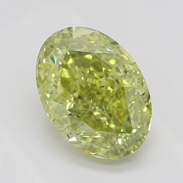 Farebný diamant ovál, fancy intense zelenkasto žltý, GIA 8845330338 Y6