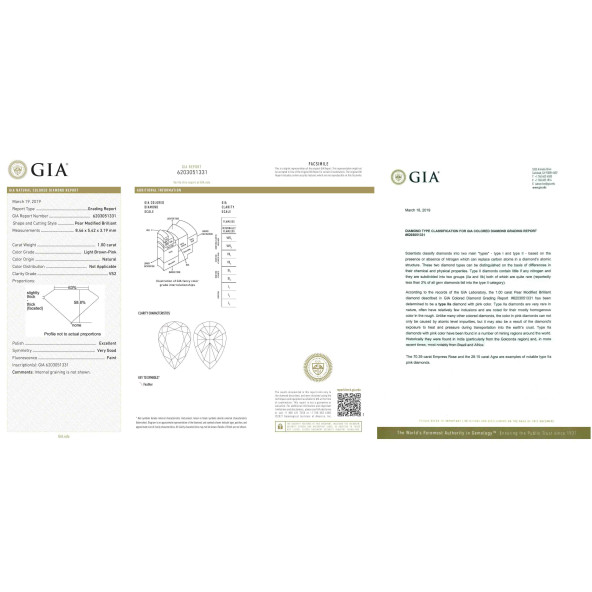 Certifikat GIA pre prirodny farebny diamant slza light svetlo hnedo ružový 1 1825670091R3