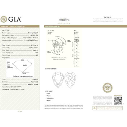 Prírodný farebný diamant s GIA certifikatom slza fancy žltý 0.73 ct SI1 6830960306_Y5 2
