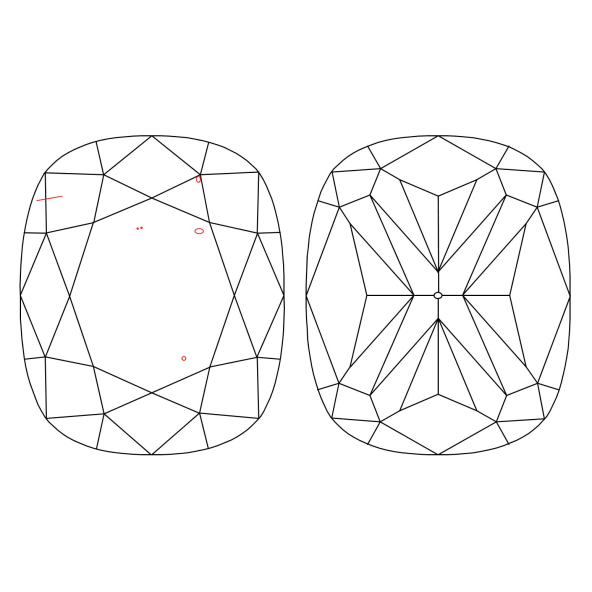 Inkluzie a cistota v prirodnom farebnom diamante cushion fancy dark tmavo žltkasto hnedý 2.62 ct SI1 6829000016_T9