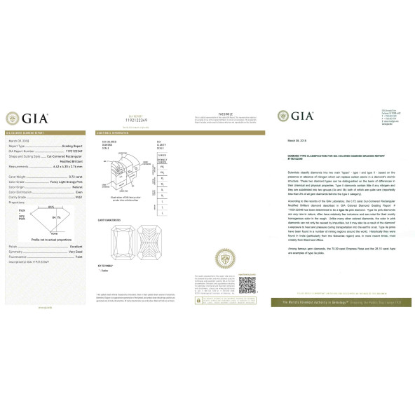 Certifikat GIA pre prirodny farebny diamant radiant fancy light oranžovo ružový 0 6825910056R4