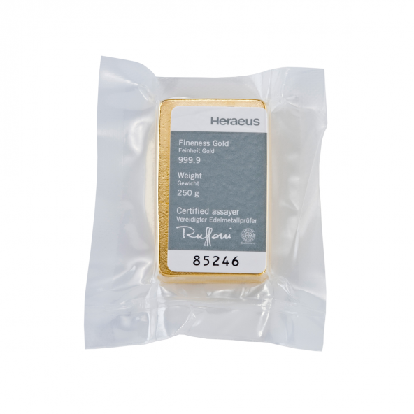 Investičná zlatá tehla 250 g liata Heraeus 87892250 (3)