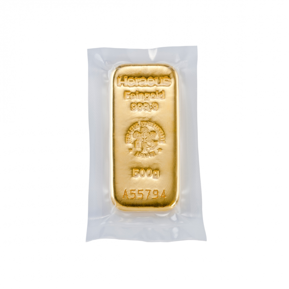 Investičná zlatá tehla 500 g liata Heraeus 87892500 (2)