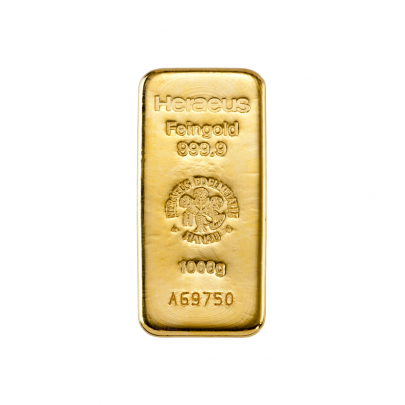 Investičná zlatá tehla 1000 g liata Heraeus 85100015