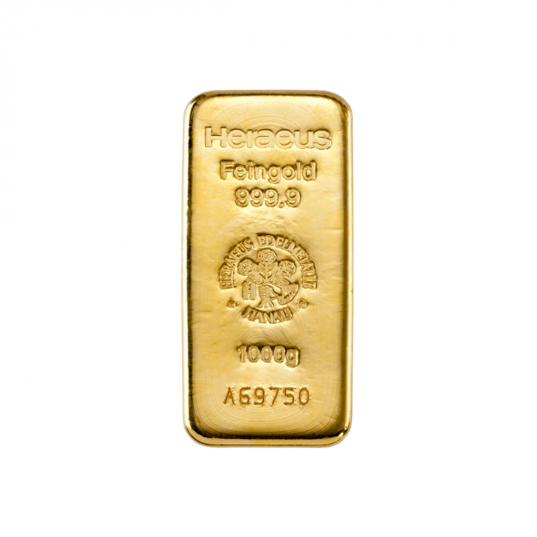 Investičná zlatá tehla 1000 g liata Heraeus 85100015