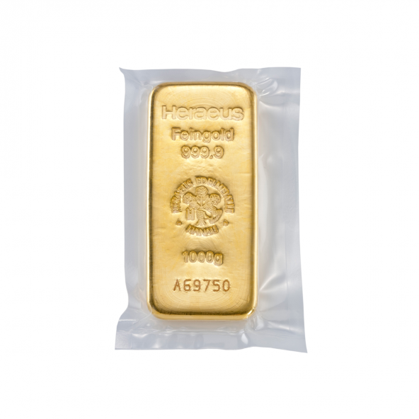 Investičná zlatá tehla 1000 g liata Heraeus 85100015 (2)