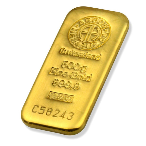70011 Investičná zlatá tehla  500 g Argor Heraeus  (2)