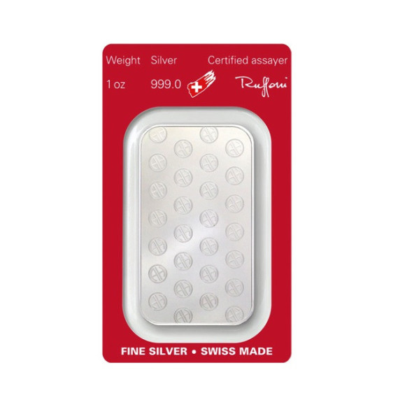 Investičná strieborná tehla 1 oz razená Argor Heraeus 80003 (1)