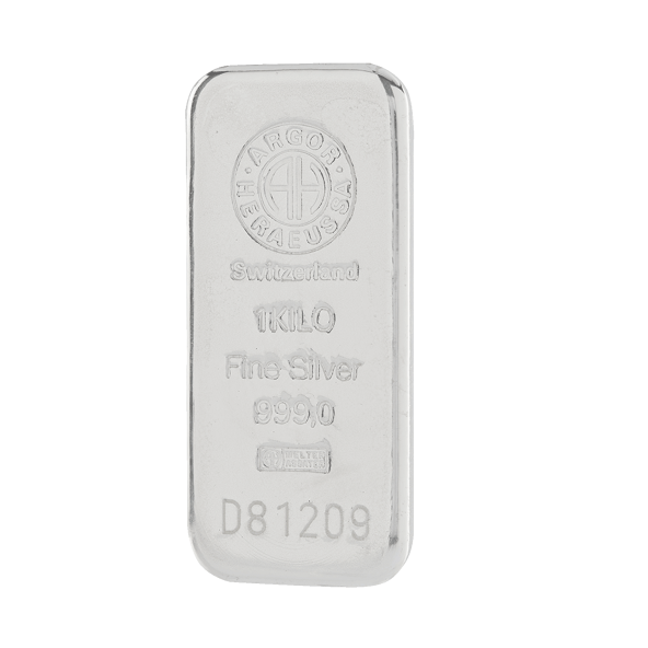 Investičná strieborná tehla 1000 g liata Argor Heraeus 80008