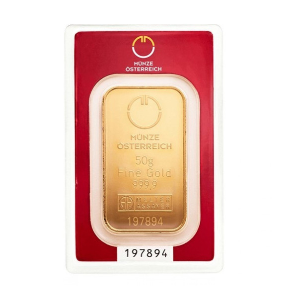 Investičná zlatá tehla 50 g razená Münze Österreich 86100050 (2)