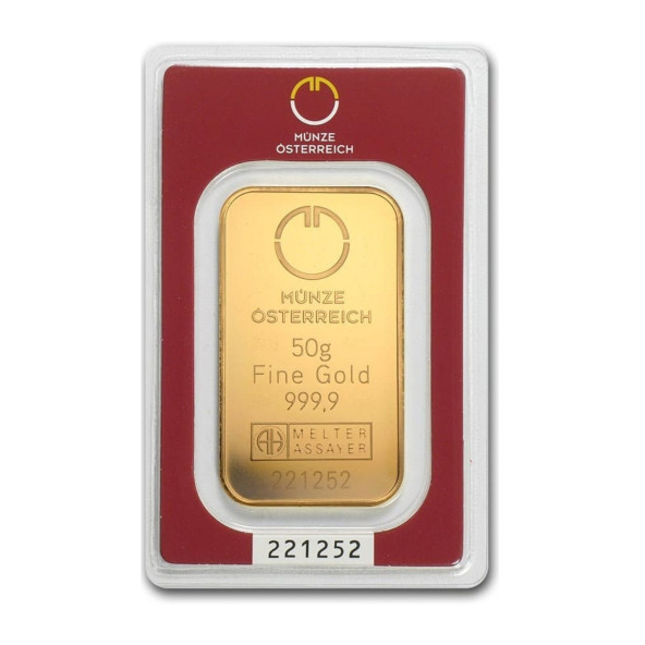 Investičná zlatá tehla 50 g razená Münze Österreich 86100050 (5)