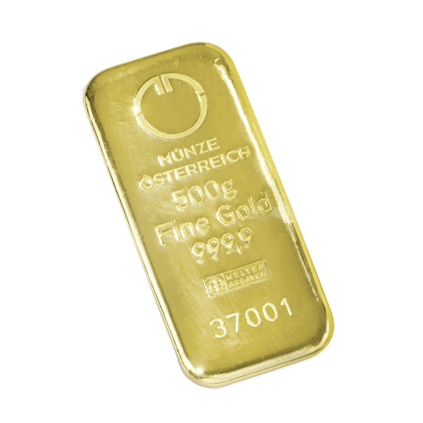 Investičná zlatá tehla 500 g liata Münze Österreich 86100500 (2)