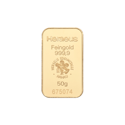 Investičná zlatá tehla 50 g razena Heraeus 87892050