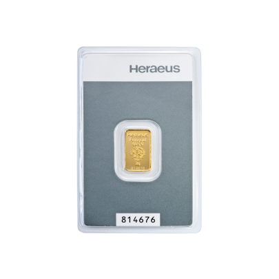 Investičná zlatá tehla 2 g razená Kinebar Heraeus 87892702 2