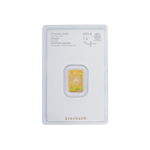 Investičná zlatá tehla 2 g razená Kinebar Heraeus 87892702 (3)