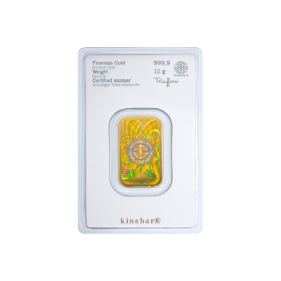 Investičná zlatá tehla 10 g razená Kinebar Heraeus 87892710 2