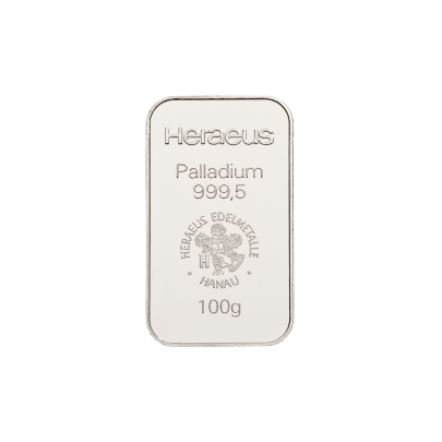 Investičná palladium tehla 100 g razená Heraeus 87896100