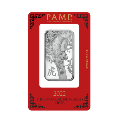 Investičná strieborná tehla 1 oz razená Pamp Lunar Tiger ZAGFS00127 2