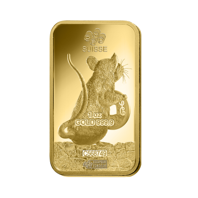 Investičná zlatá tehla 1 oz razená Pamp Lunar Potkan ZAUFS00564