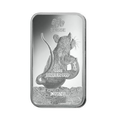 Investičná strieborná tehla 1 oz razená Pamp Lunar Potkan ZAGFS00120