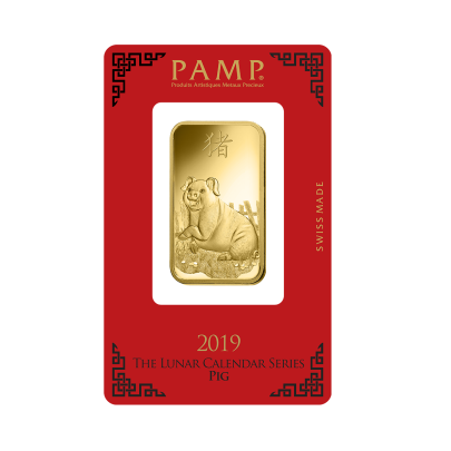 Investičná zlatá tehla 1 oz razená Pamp Lunar Prasa ZAUFS00546 2