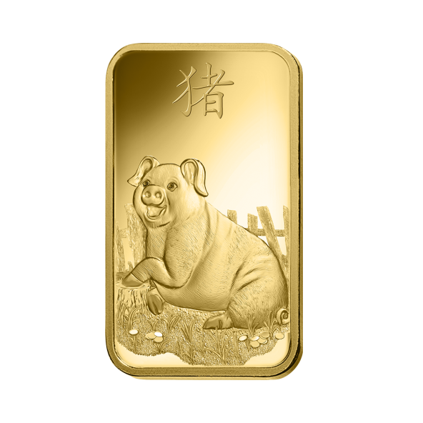Investičná zlatá tehla 1 oz razená Pamp Lunar Prasa ZAUFS00546 (2)